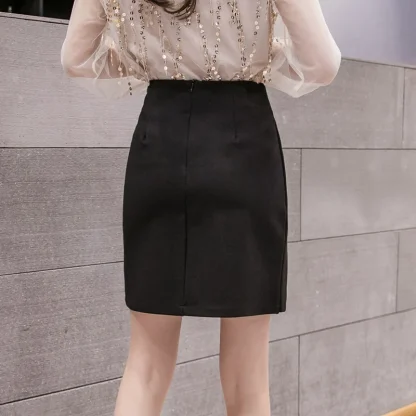 Asymmetrical Wrap Black Skirt - Image 4