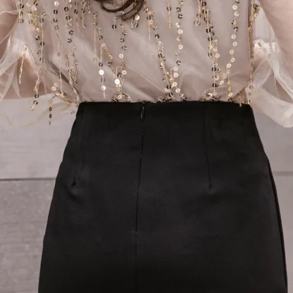 Asymmetrical Wrap Black Skirt - Image 6