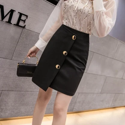 Asymmetrical Wrap Black Skirt