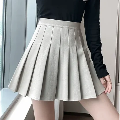 Solid Pleated Black Mini Skirts - Image 5