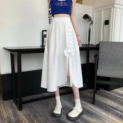 Elastic Waistband Black Midi Skirts - Image 4