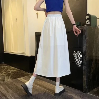 Elastic Waistband Black Midi Skirts - Image 6