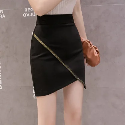Irregular Hem Black Skirt - Image 3