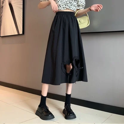 Heart Hollow Out Black Skirts - Image 2