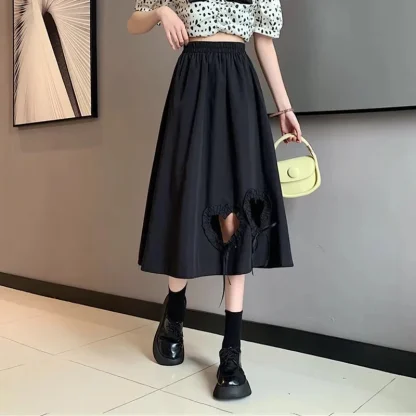 Heart Hollow Out Black Skirts - Image 3