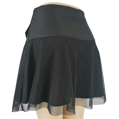 Lace-up Mesh Black Mini Skirt - Image 5