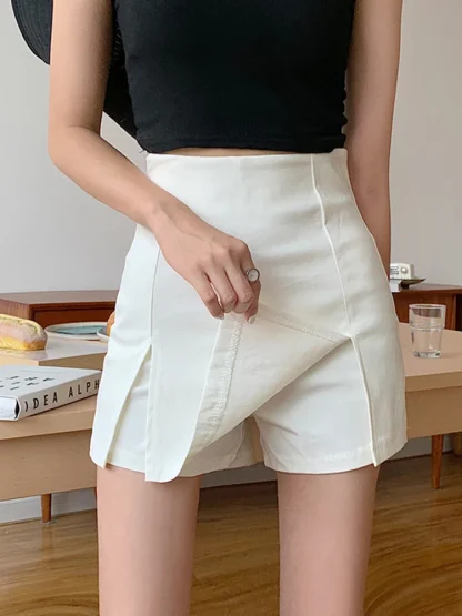 High-waist Mini Slit Black Skirts - Image 2