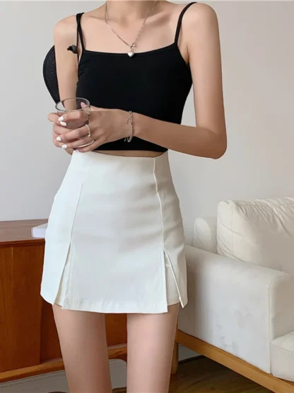 High-waist Mini Slit Black Skirts - Image 4