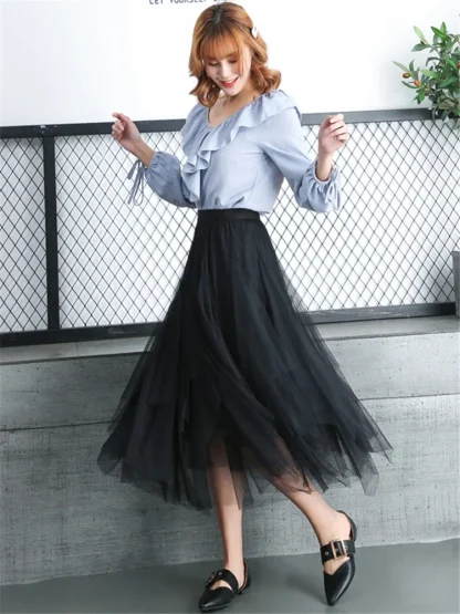 Asymmetrical Tutu Black Skirts - Image 2