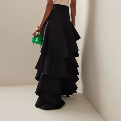 High Low Ruffled Black Skirt - Image 2