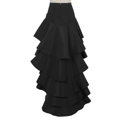 High Low Ruffled Black Skirt - Image 3