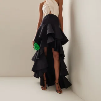High Low Ruffled Black Skirt