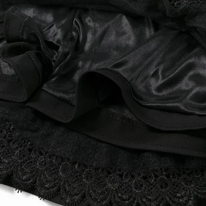 Pleated Lace Hem Black Skirt - Image 6