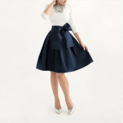 Big Bow Chic A-line Black Skirts - Image 2