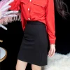 Elastic Waist Pencil Black Skirts