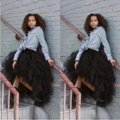 High Low Ruffled Tutu Black Skirt - Image 2