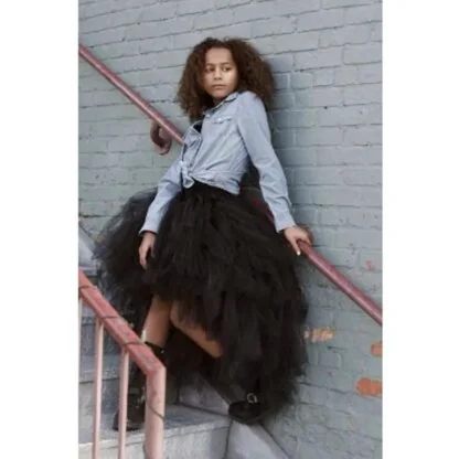 High Low Ruffled Tutu Black Skirt