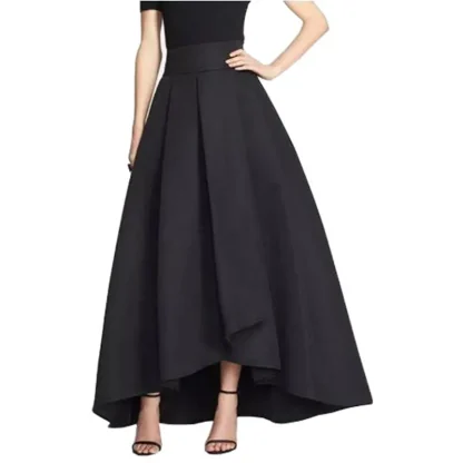 Elegant Black Pleated Maxi Skirt