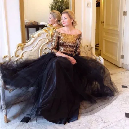 Elegant Mesh Long Black Skirt