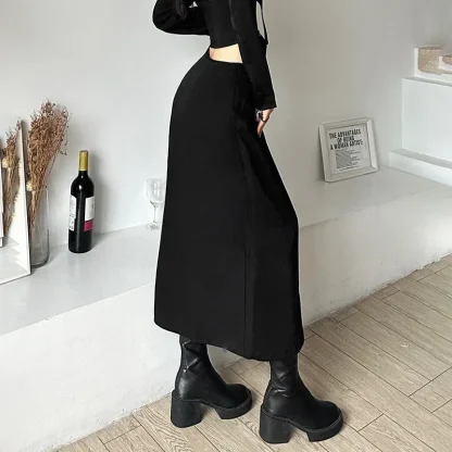 Irregular Black Skirt with Short - Image 3