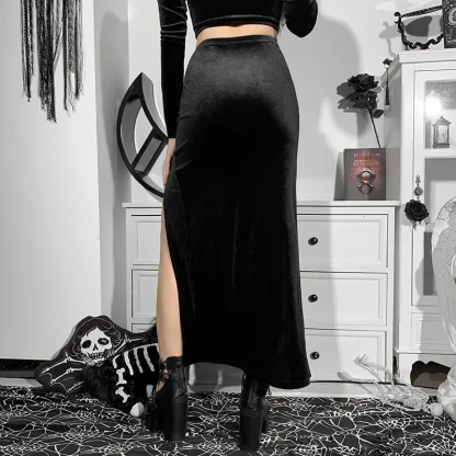 Double High Slit Black Skirt - Image 3