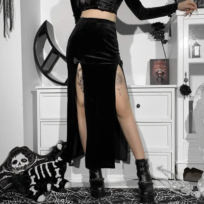 Double High Slit Black Skirt - Image 5