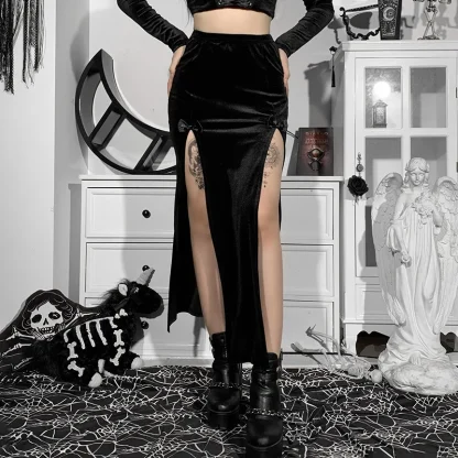Double High Slit Black Skirt - Image 6