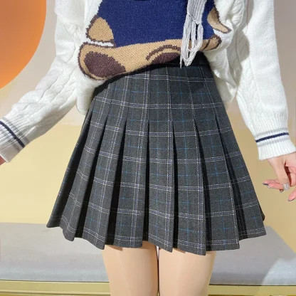 Plaid Pleated Black Skirts - Image 2