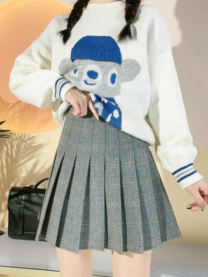 Plaid Pleated Black Skirts - Image 6