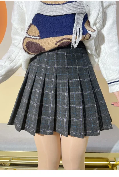 Plaid Pleated Black Skirts - Image 4