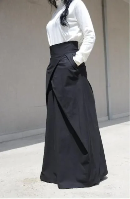 Long Black Skirt with Pockets - Image 2