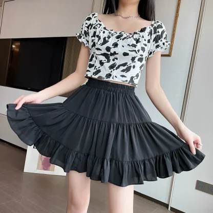 Tiered Mini Black Skirts