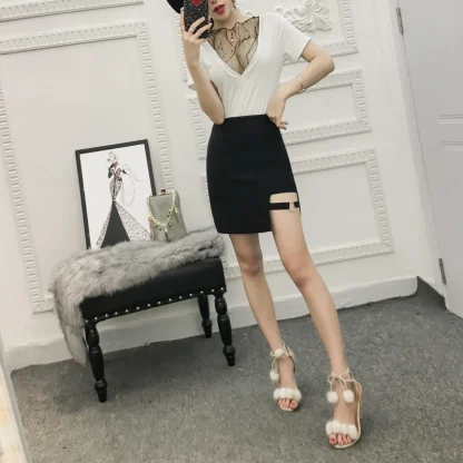 Irregular High-waist Black Skirt - Image 4