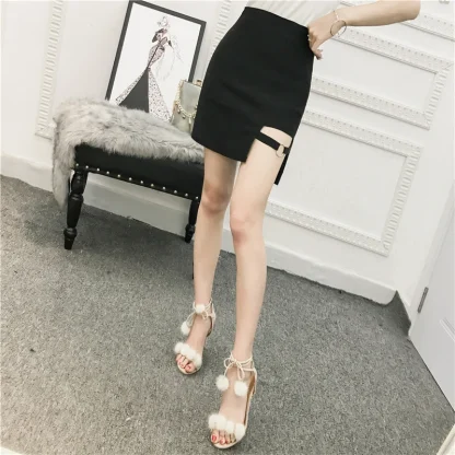 Irregular High-waist Black Skirt - Image 5
