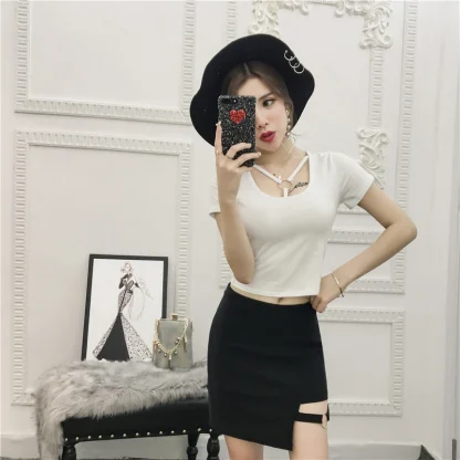 Irregular High-waist Black Skirt - Image 6
