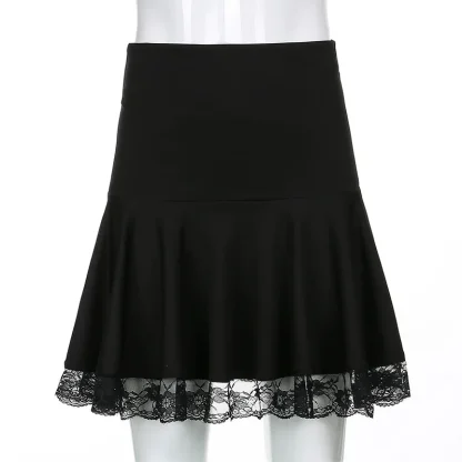 High-waist Lace Mini Black Skirt