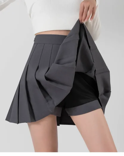 High-waist Pleated Black Mini Skirt - Image 6