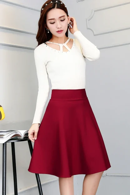 Elastic Waist Soft Black Skirts - Image 3