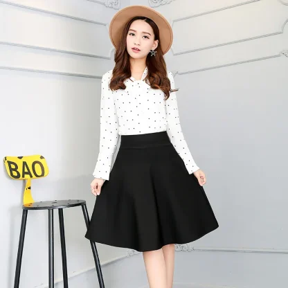 Elastic Waist Soft Black Skirts - Image 2