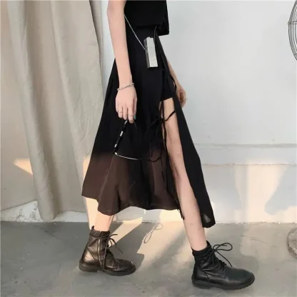 High Tied Split Black Skirts - Image 2