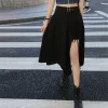 High Tied Split Black Skirts