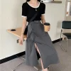 High Tied Split Black Skirts - Image 5