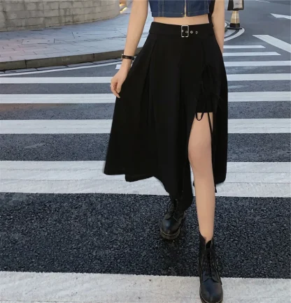 High Tied Split Black Skirts