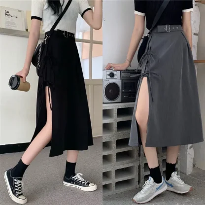 High Tied Split Black Skirts - Image 6