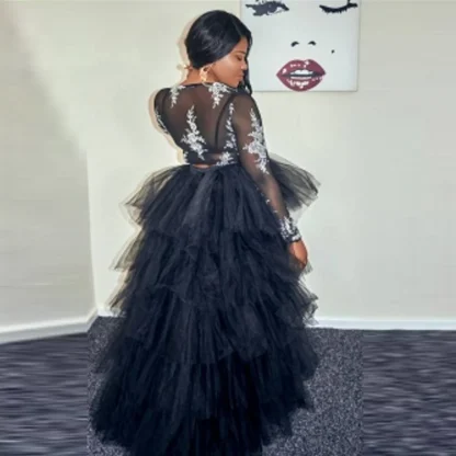 High Low Puffy Ruffled Tutu Black Skirt - Image 3