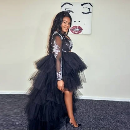 High Low Puffy Ruffled Tutu Black Skirt - Image 4