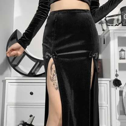 Double High Slit Black Skirt - Image 7
