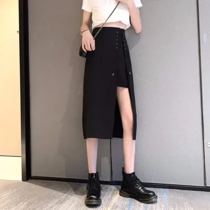 Big Split Midi Black Skirt - Image 3