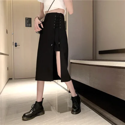 Big Split Midi Black Skirt - Image 4