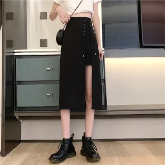 Big Split Midi Black Skirt